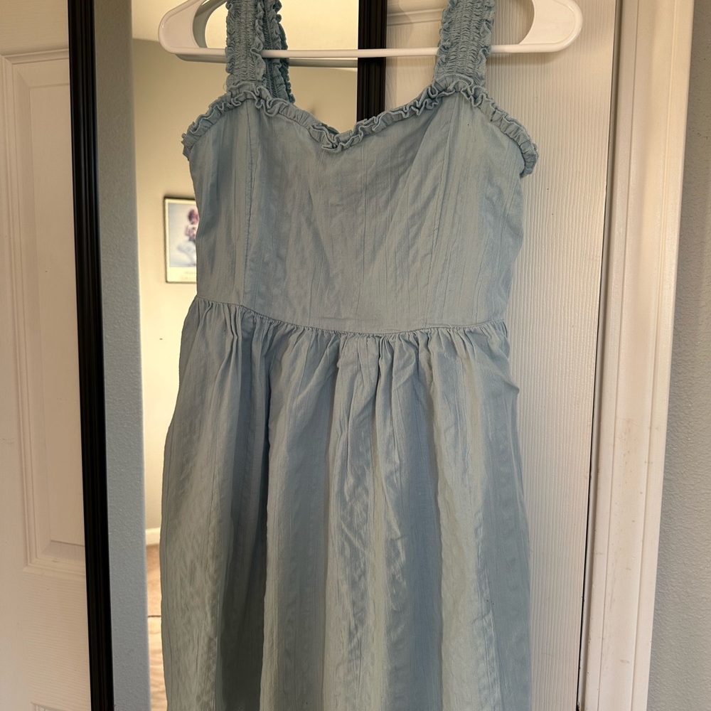Roxy Light Blue sundress ruffle accent